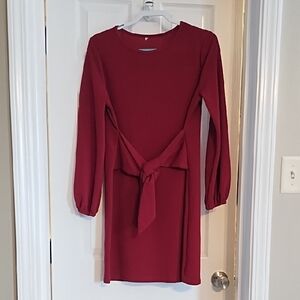 SHEIN Burgundy Long Sleeve Dress
